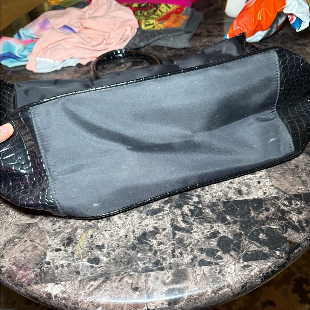 Lancome Black Crocodile-Embossed Tote Bag - Picture 3 of 5